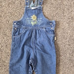Vibtage 90s Girls Carter Kids Blue Denim Overalls Size 12-18 Months